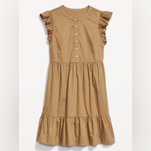 Ruffle-Sleeve Cotton-Poplin Mini Shift Dress